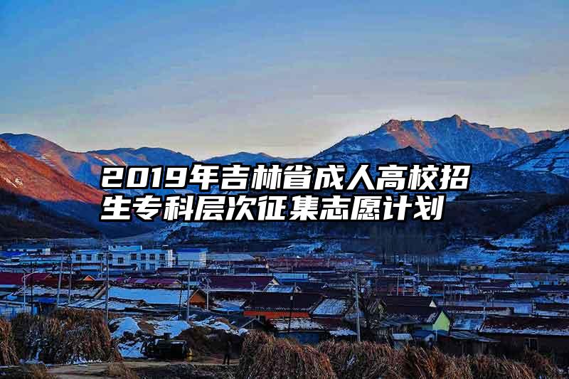 2019年吉林省成人高校招生专科层次征集志愿计划